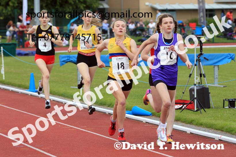 Girls Under-15s 800 metres, 2022 Northern Inter Counties U17s and U15s Track and Field, York, Thursday, June 2nd. Photo: David T. Hewitson/Sports for All Pics